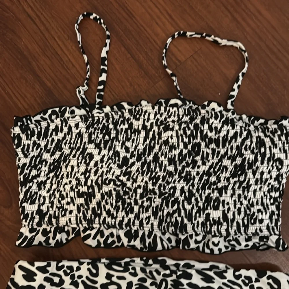 New women’s two piece animal print swimsuit with adjustable straps